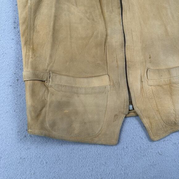 Vintage 40s Briar Club Suede Vest Small Brown Leather Talon Zip Hunting Workwear - Picture 11 of 16